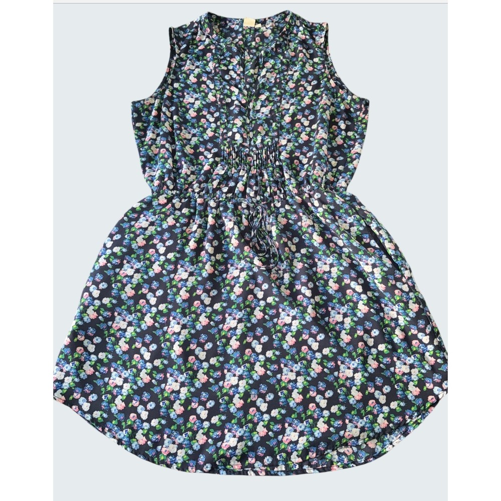 GAP Womens Navy Blue Floral Sleeveless Fit and Flare Mini Dress Size M Pockets